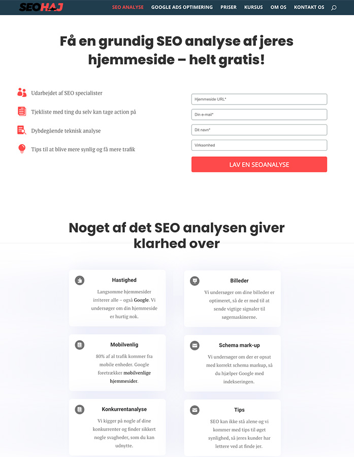 Landingsside Eksempel Lokal SEO Aarhus